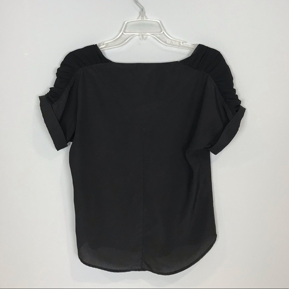 BCBG Top Rushed Sleeves Black B - Picture 3 of 8